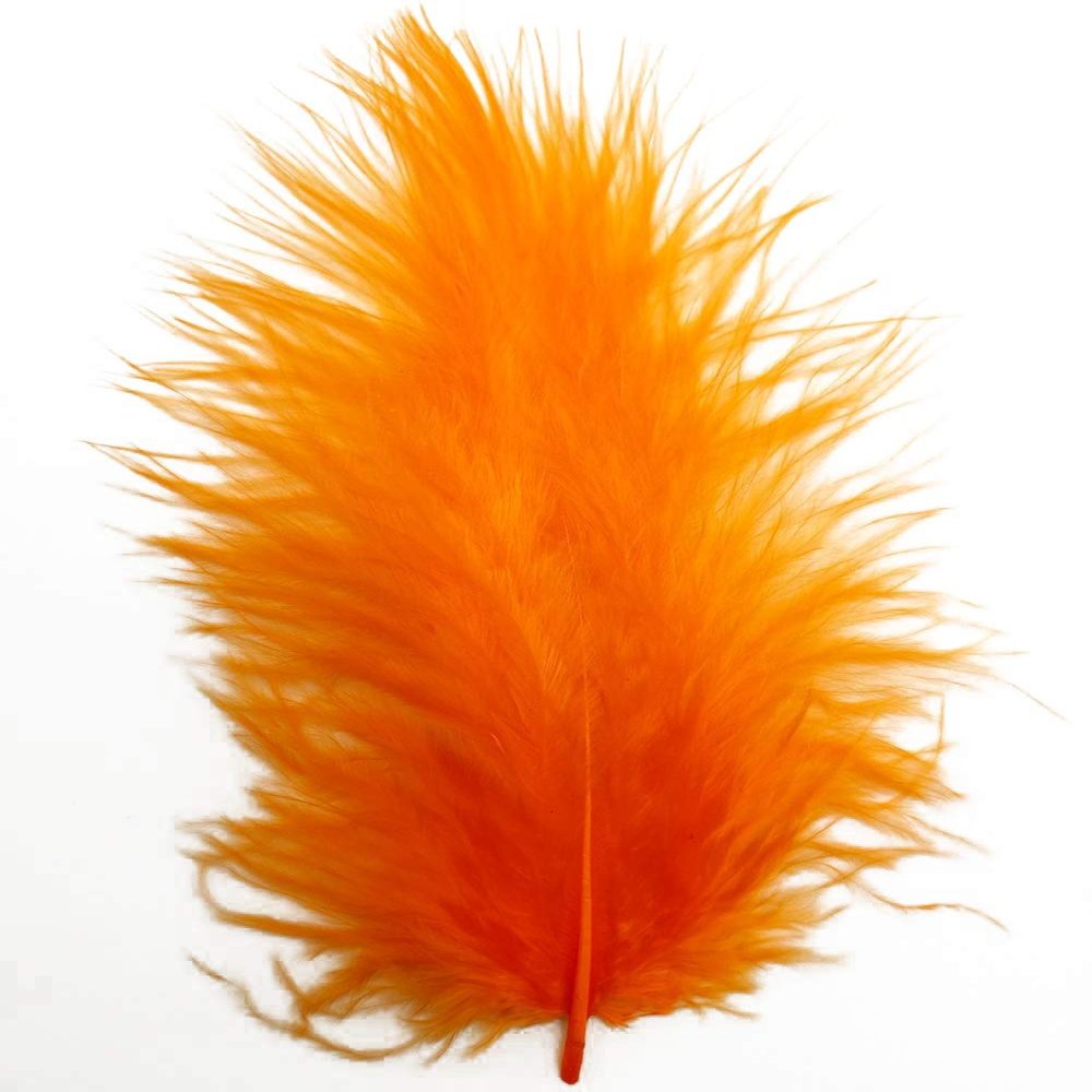 TIPTOP DECORATION Natural Dyed Flat Fluffy Turkey Feathers (10 Pieces) (Tiger Orange) (4-5 Inches)