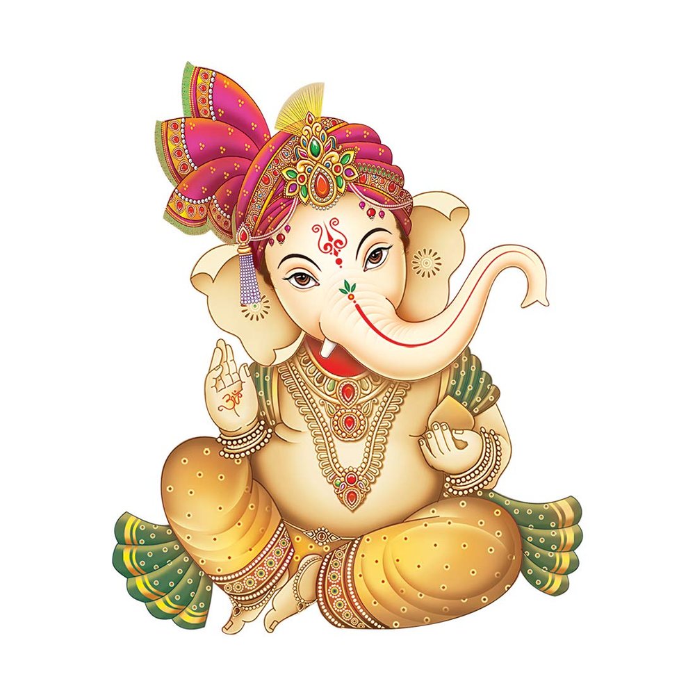 Rangoli Wall Sticker Print Ganesh ji Pack of 2 Large Sticker Multicolor Vinyl