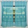 Kiara Creations Elegant Sheer Zigzag Pattern Tissue Curtains for Door- 7 Feet (Pack of 2) Aqua view 2