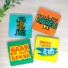 Presta Gifts Tea Coaster Set Desi Quotes Printed, MDF Wood Material Coasters for Home and Kitchen, Office Table, Dining Table, Home Decor (3.5x3.5 inches, Set of 4) view 3