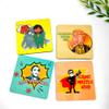 Presta Gifts Tea Coaster Set Bollywood Funny Villains Printed, MDF Wood Material Coasters for Home and Kitchen, Office Table, Dining Table, Home Decor (3.5x3.5 inches, Set of 4) view 3
