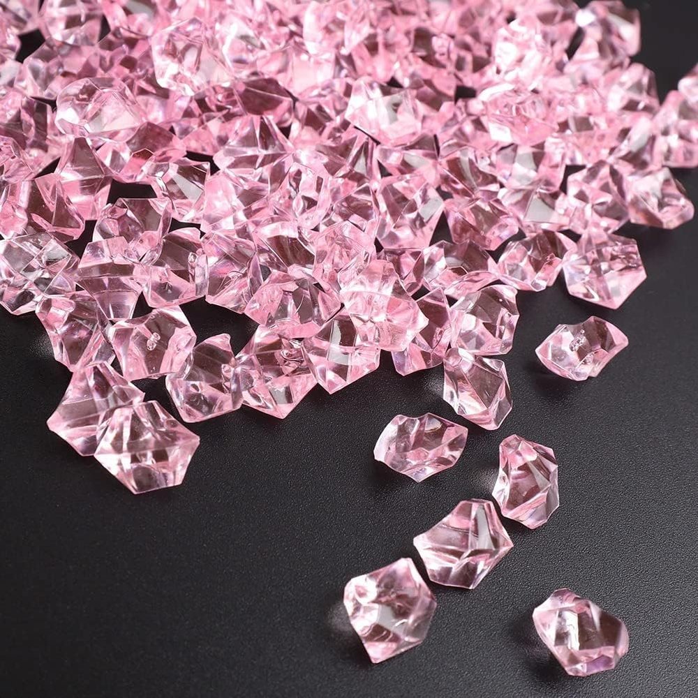 Firstly Acrylic Faux Crystals Treasure Gems for Tables Decorations, Vase Fillers,Wedding or Birthday Decoration, Party Favors for Arts and Crafts(Light Pink) (150gm)