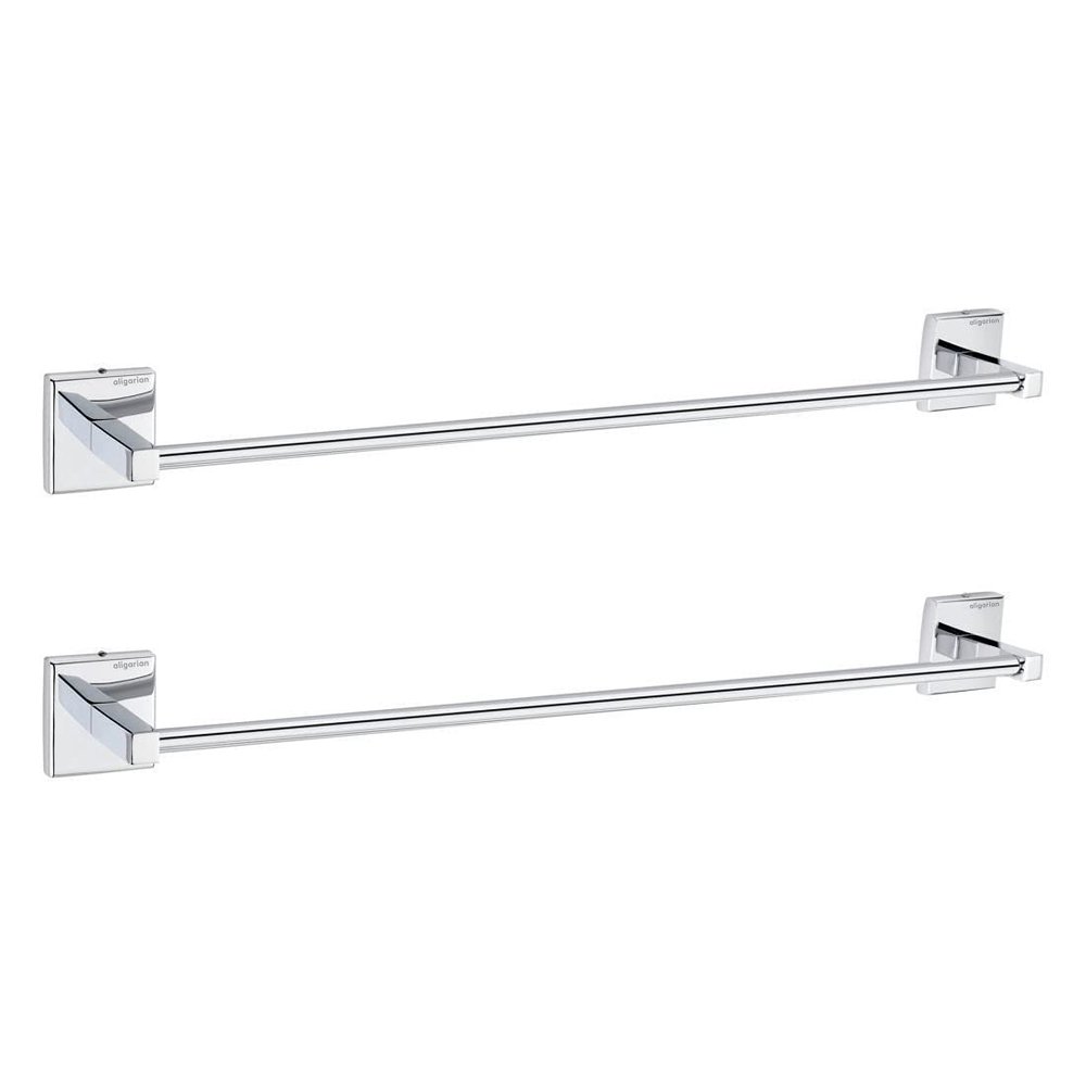 aligarian Steel 24inch Wall Mounted Towel Rod| Towel Hanger| Hanger Stand|Rack for Bathroom Accessories- Square Base(Set of 2)