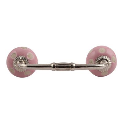 Indian-Shelf 1 Pack Pink Kitchen Cabinet Handles for Drawer Pulls Door Dresser Silver Hardware 6'' Hole to Hole -BH-109-DCK-136