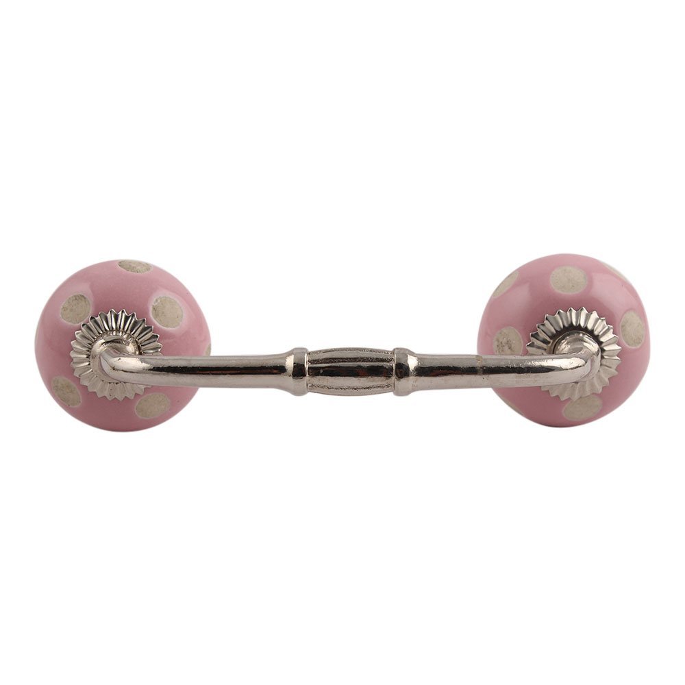 Indian-Shelf 1 Pack Pink Kitchen Cabinet Handles for Drawer Pulls Door Dresser Silver Hardware 6'' Hole to Hole -BH-109-DCK-136