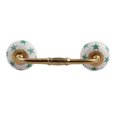 Indian-Shelf 1 Pack Green Unique Drawer Handles Decorative Cabinet Pulls Gold Hardware 6'' Hole to Hole -BH-199-CK-1192