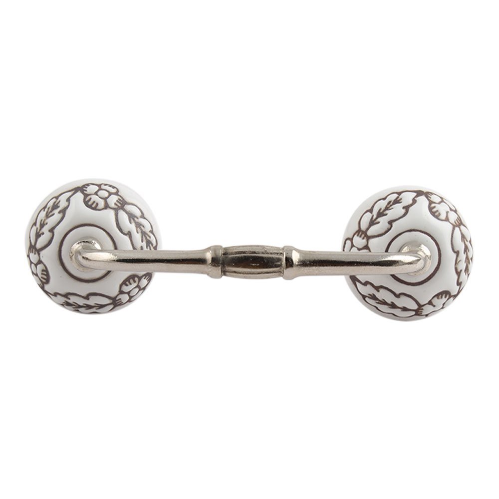 Indian-Shelf 1 Pack White Kitchen Cabinet Handles for Drawer Pulls Door Dresser Silver Hardware 6" Hole to Hole -BH-75-CK-1356