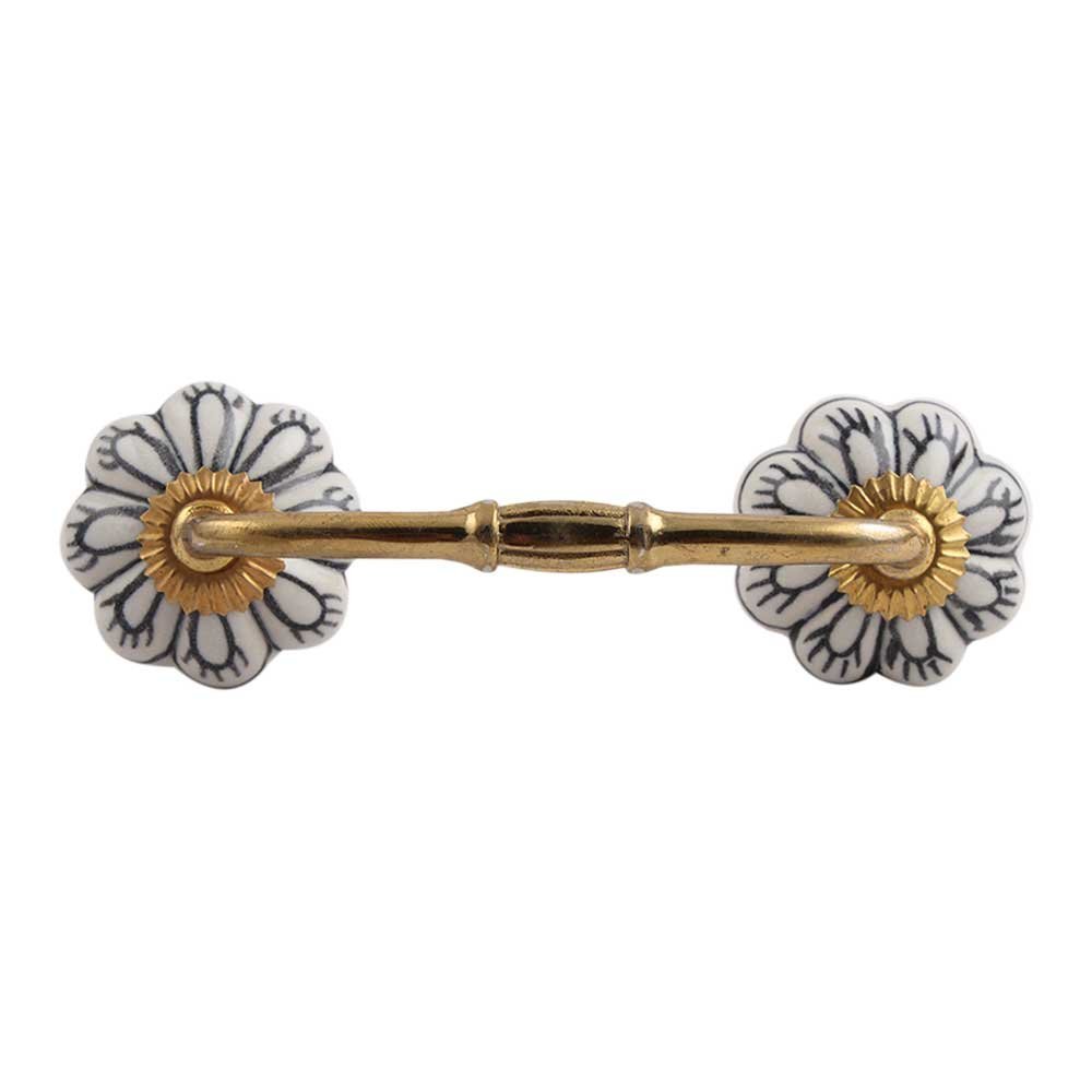 Indian-Shelf 1 Pack Black Unique Drawer Handles Decorative Cabinet Pulls Gold Hardware 6'' Hole to Hole High Quality