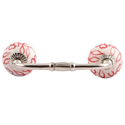 Indian-Shelf 1 Pack Red Kitchen Cabinet Handles for Drawer Pulls Door Dresser Silver Hardware 6'' Hole to Hole -BH-370-CK-206