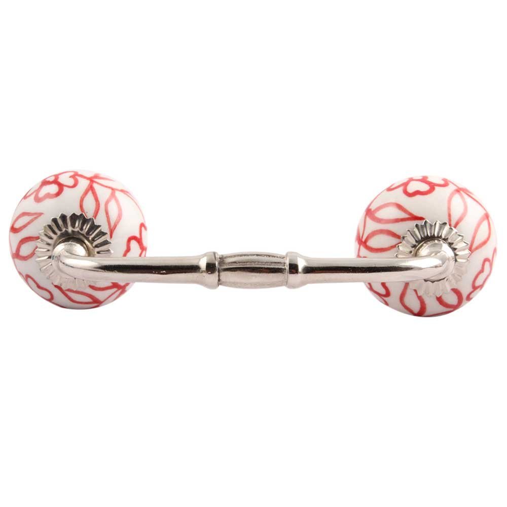 Indian-Shelf 1 Pack Red Kitchen Cabinet Handles for Drawer Pulls Door Dresser Silver Hardware 6'' Hole to Hole -BH-370-CK-206