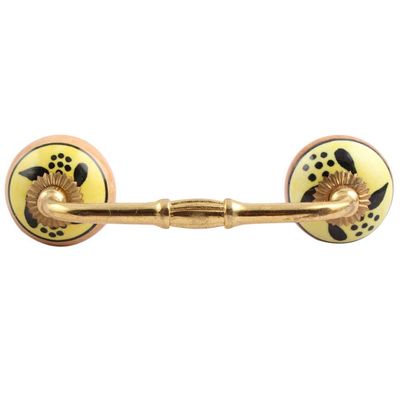 Indian-Shelf 1 Piece Black Unique Drawer Handles Decorative Cabinet Pulls Gold Hardware 6'' Hole to Hole Luxurious