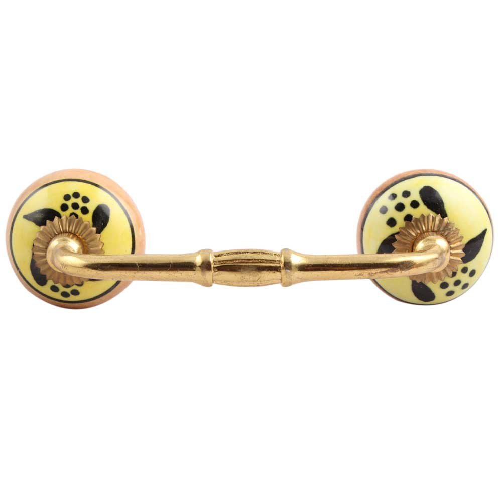 Indian-Shelf 1 Piece Black Unique Drawer Handles Decorative Cabinet Pulls Gold Hardware 6'' Hole to Hole Luxurious