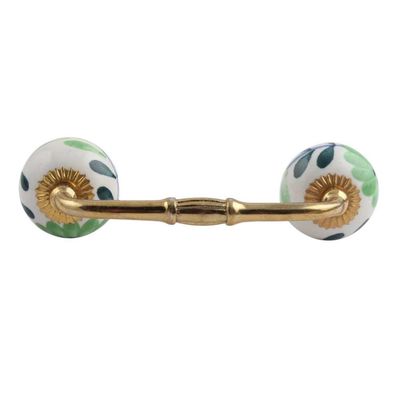 Indian-Shelf 1 Pack Green Unique Drawer Handles Decorative Cabinet Pulls Gold Hardware 6'' Hole to Hole -BH-118-CK-34