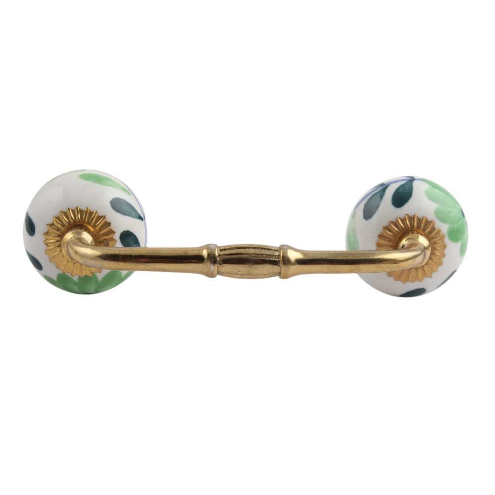 Indian-Shelf 1 Pack Green Unique Drawer Handles Decorative Cabinet Pulls Gold Hardware 6'' Hole to Hole -BH-118-CK-34