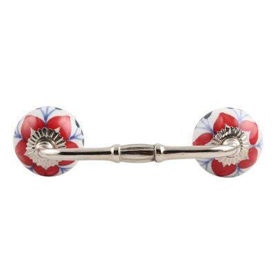 Indian-Shelf 1 Pack White Kitchen Cabinet Handles for Drawer Pulls Door Dresser Silver Hardware 6'' Hole to Hole -BH-413-CK-241