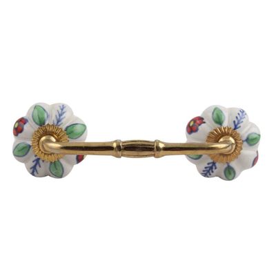 Indian-Shelf 1 Pack Red Unique Drawer Handles Decorative Cabinet Pulls Gold Hardware 6'' Hole to Hole -BH-134-MCK-27