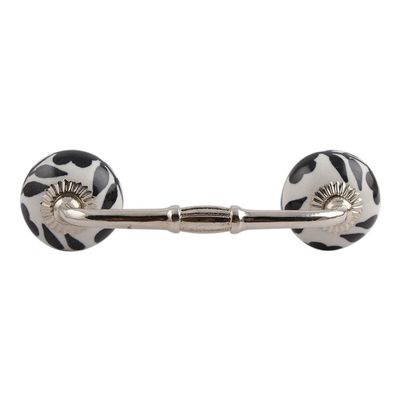 Indian-Shelf 1 Pack Black Kitchen Cabinet Handles for Drawer Pulls Door Dresser Silver Hardware 6'' Hole to Hole Luxurious