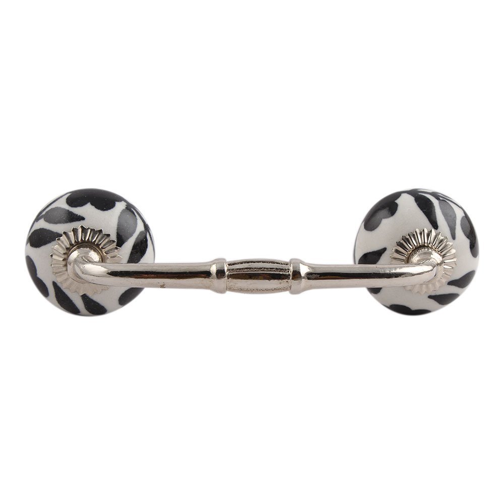 Indian-Shelf 1 Pack Black Kitchen Cabinet Handles for Drawer Pulls Door Dresser Silver Hardware 6'' Hole to Hole Luxurious