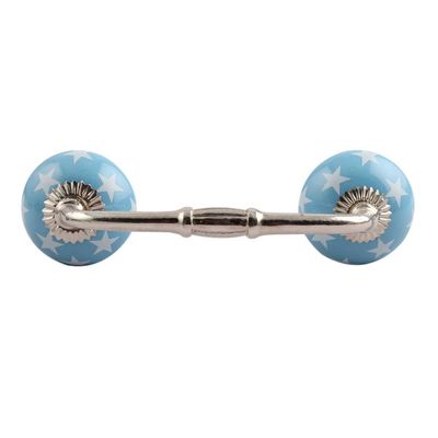 Indian-Shelf 1 Pack Turquoise Kitchen Cabinet Handles for Drawer Pulls Door Dresser Silver Hardware 6'' Hole to Hole -BH-263-CK-1438