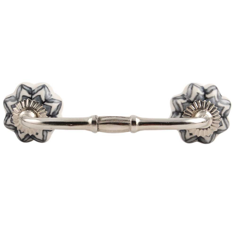 Indian-Shelf 1 Pack White Kitchen Cabinet Handles for Drawer Pulls Door Dresser Silver Hardware 6'' Hole to Hole -BH-406-CK-215