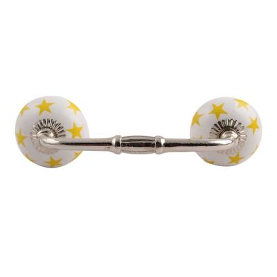 Indian-Shelf 1 Pack Yellow Kitchen Cabinet Handles for Drawer Pulls Door Dresser Silver Hardware 6'' Hole to Hole -BH-194-CK-1189