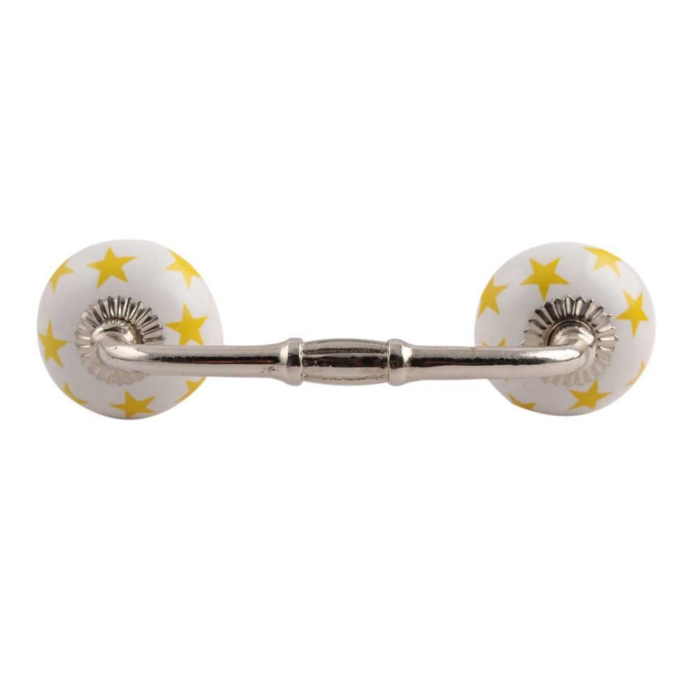 Indian-Shelf 1 Pack Yellow Kitchen Cabinet Handles for Drawer Pulls Door Dresser Silver Hardware 6'' Hole to Hole -BH-194-CK-1189