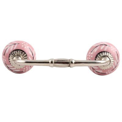 Indian-Shelf 1 Pack Pink Kitchen Cabinet Handles for Drawer Pulls Door Dresser Silver Hardware 6" Hole to Hole -BH-424-CK-252