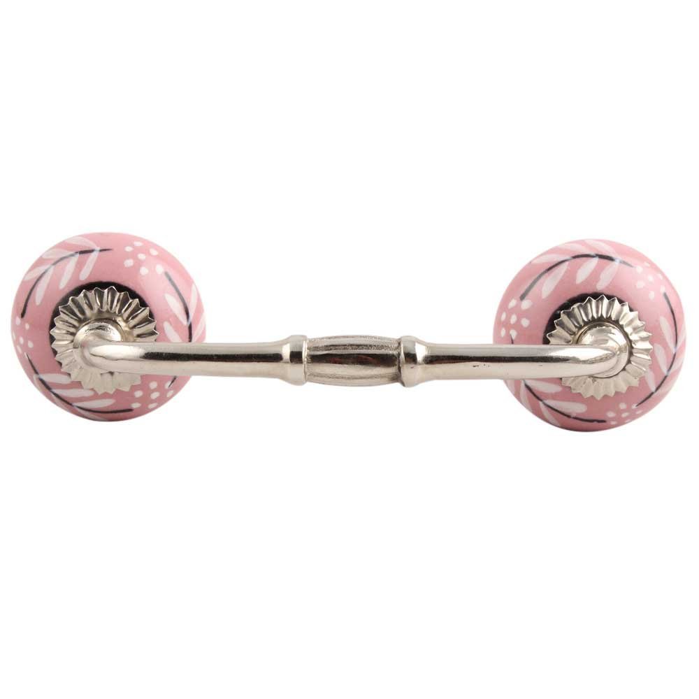 Indian-Shelf 1 Pack Pink Kitchen Cabinet Handles for Drawer Pulls Door Dresser Silver Hardware 6" Hole to Hole -BH-424-CK-252