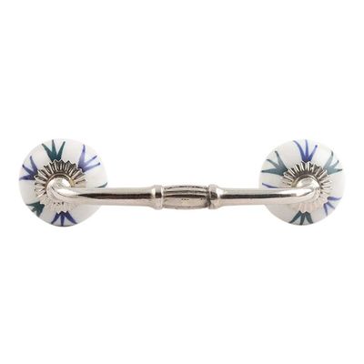 Indian-Shelf 1 Pack Green Kitchen Cabinet Handles for Drawer Pulls Door Dresser Silver Hardware 6'' Hole to Hole -BH-95-CK-67