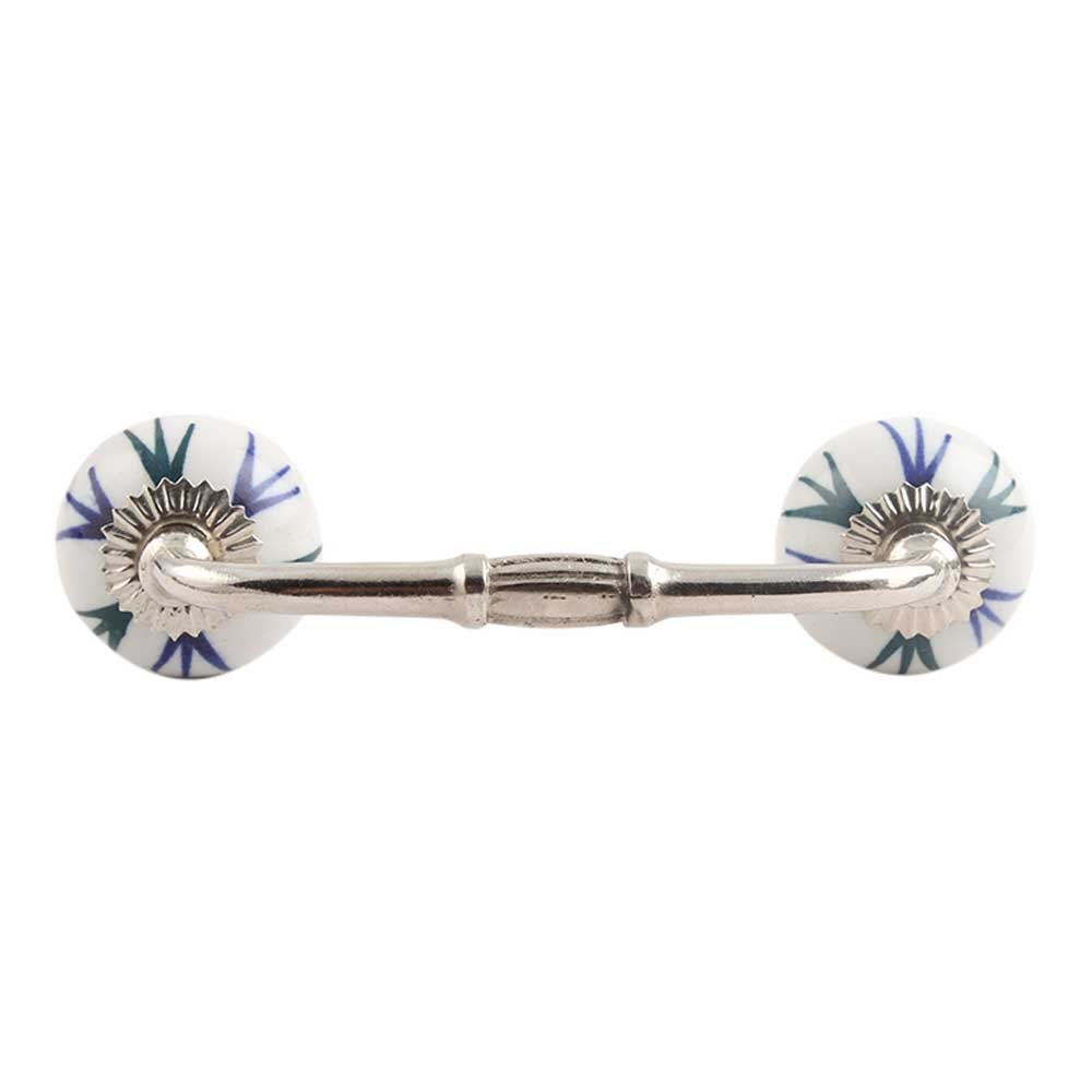 Indian-Shelf 1 Pack Green Kitchen Cabinet Handles for Drawer Pulls Door Dresser Silver Hardware 6'' Hole to Hole -BH-95-CK-67
