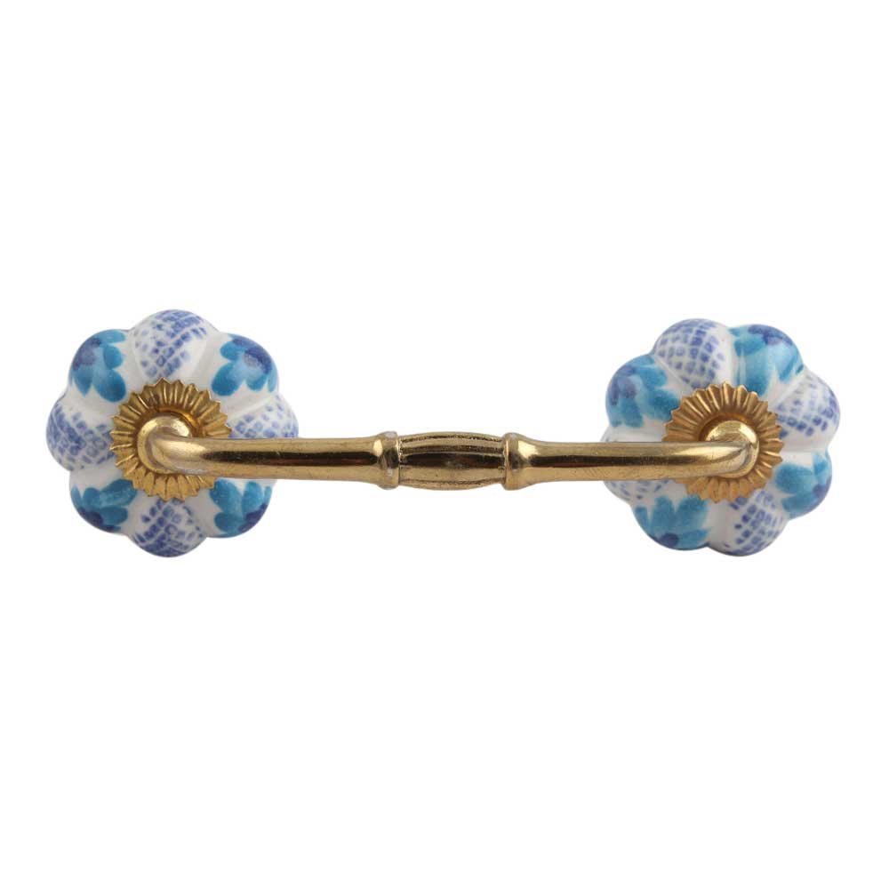 Indian-Shelf 1 Pack Blue Unique Drawer Handles Decorative Cabinet Pulls Gold Hardware 6'' Hole to Hole -BH-127-MCK-20