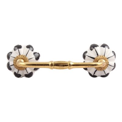 Indian-Shelf 1 Pack Black Unique Drawer Handles Decorative Cabinet Pulls Gold Hardware 6'' Hole to Hole Upscale