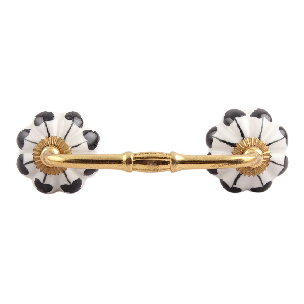 Indian-Shelf 1 Pack Black Unique Drawer Handles Decorative Cabinet Pulls Gold Hardware 6'' Hole to Hole Upscale