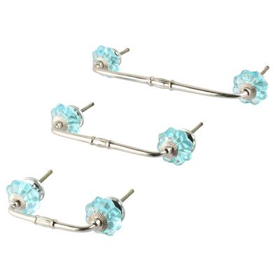 Indian-Shelf 1 Pack Turquoise Kitchen Cabinet Handles for Drawer Pulls Door Dresser Silver Hardware 6'' Hole to Hole -BH-80-GFK-39-A
