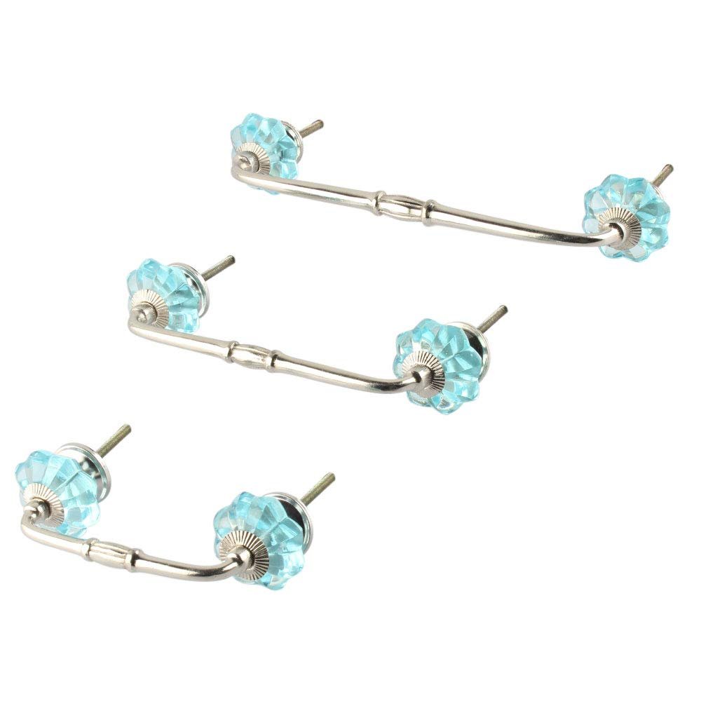 Indian-Shelf 1 Pack Turquoise Kitchen Cabinet Handles for Drawer Pulls Door Dresser Silver Hardware 6'' Hole to Hole -BH-80-GFK-39-A