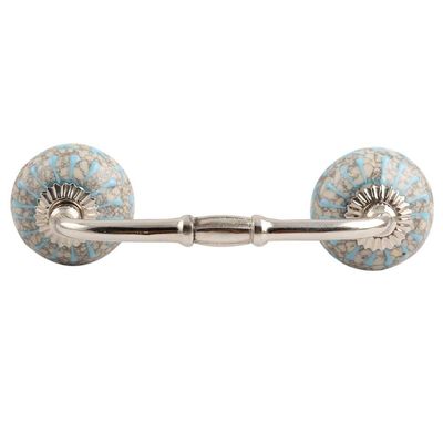 Indian-Shelf 1 Pack Turquoise Kitchen Cabinet Handles for Drawer Pulls Door Dresser Silver Hardware 6'' Hole to Hole -BH-519-CRACK-119