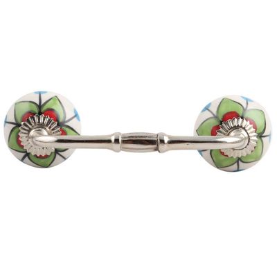 Indian-Shelf 1 Pack Red Kitchen Cabinet Handles for Drawer Pulls Door Dresser Silver Hardware 6" Hole to Hole -BH-420-CK-245