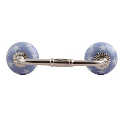 Indian-Shelf 1 Pack Blue Kitchen Cabinet Handles for Drawer Pulls Door Dresser Silver Hardware 6'' Hole to Hole -BH-262-CK-1439