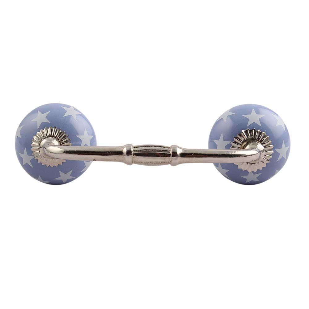 Indian-Shelf 1 Pack Blue Kitchen Cabinet Handles for Drawer Pulls Door Dresser Silver Hardware 6'' Hole to Hole -BH-262-CK-1439