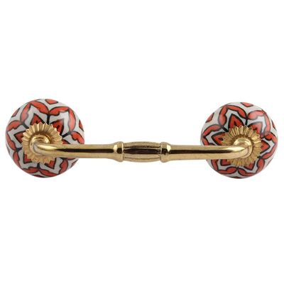 Indian-Shelf 1 Pack Orange Unique Drawer Handles Decorative Cabinet Pulls Gold Hardware 6'' Hole to Hole -BH-37 (CK-1300)