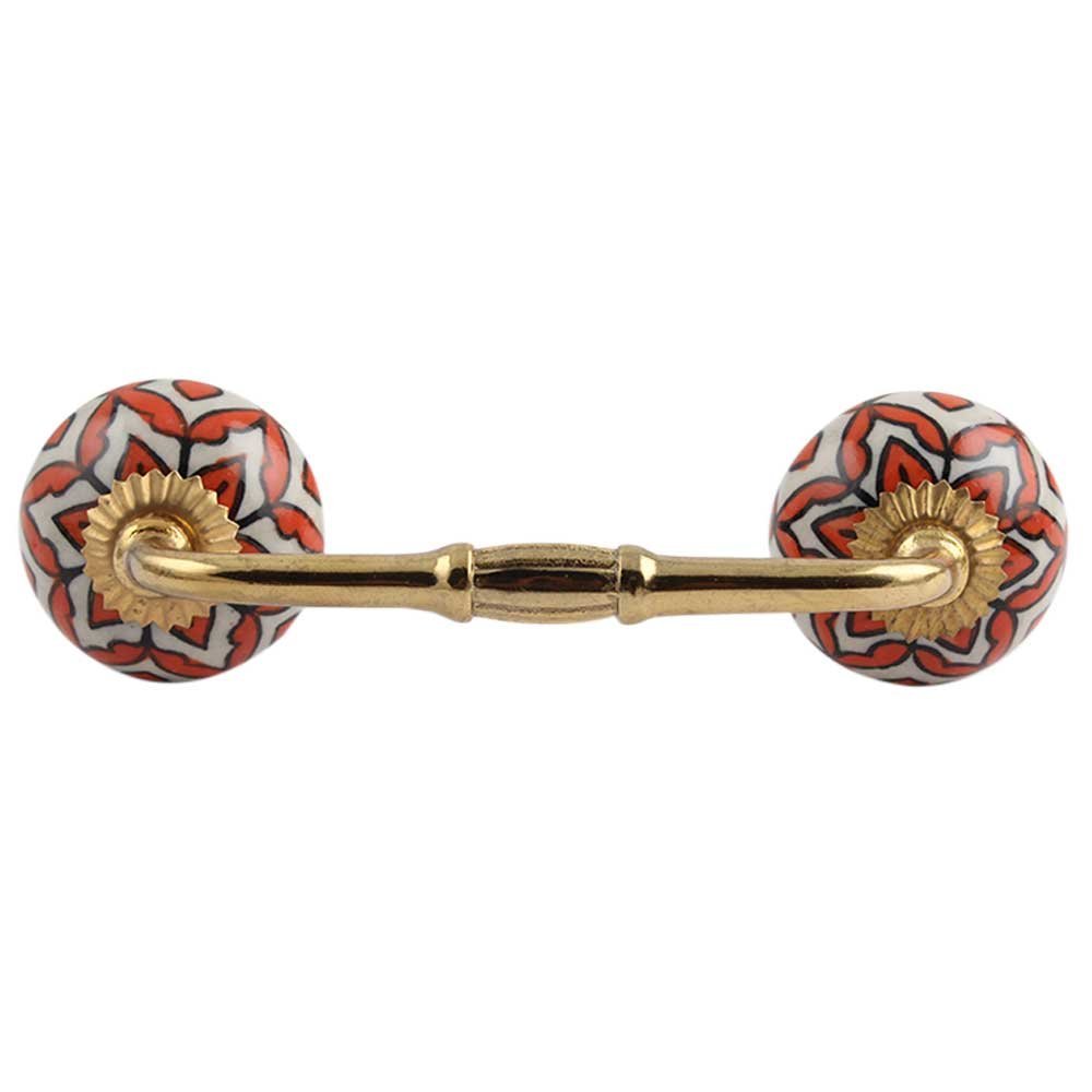 Indian-Shelf 1 Pack Orange Unique Drawer Handles Decorative Cabinet Pulls Gold Hardware 6'' Hole to Hole -BH-37 (CK-1300)
