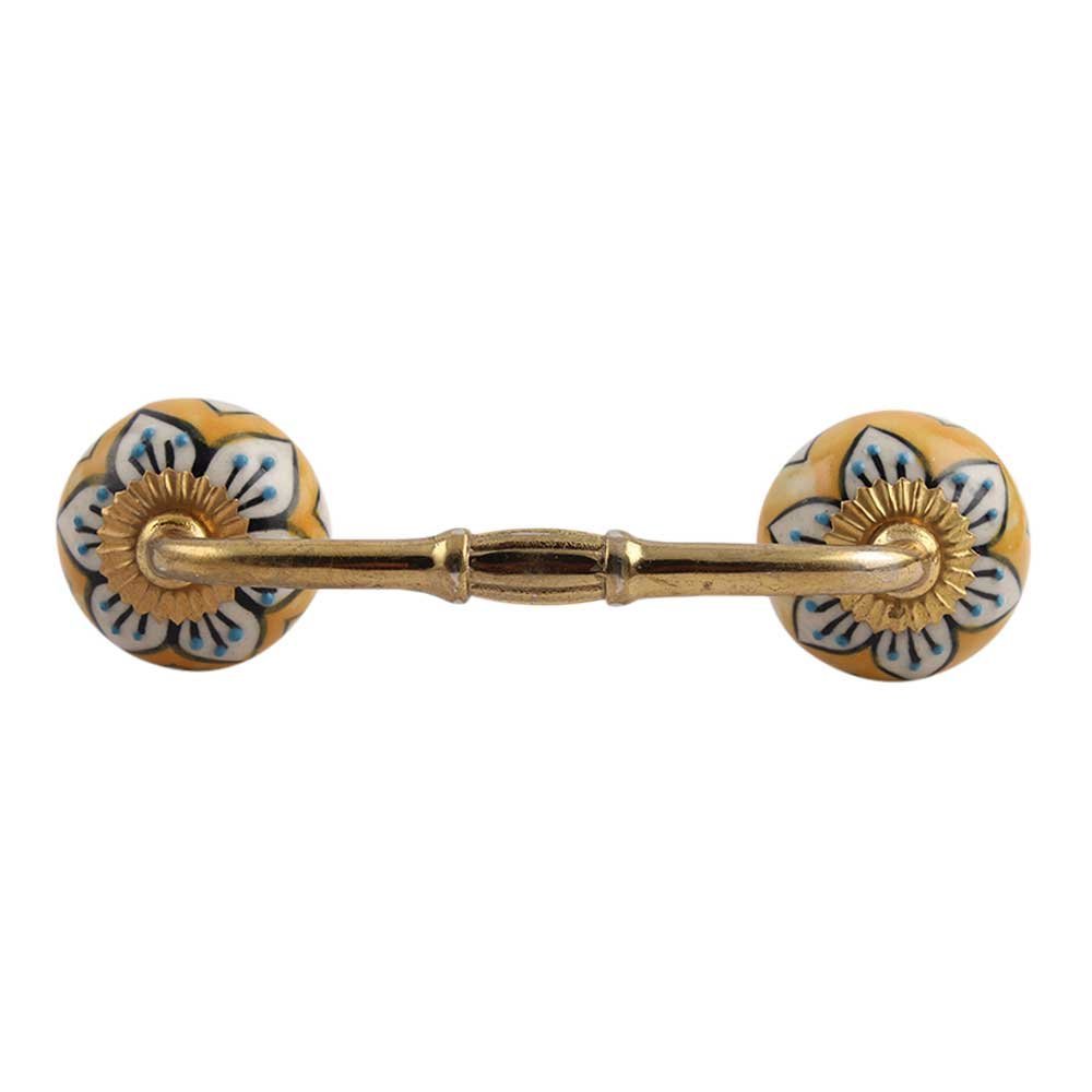Indian-Shelf 1 Pack Blue Unique Drawer Handles Decorative Cabinet Pulls Gold Hardware 6'' Hole to Hole -BH-201-CK-742