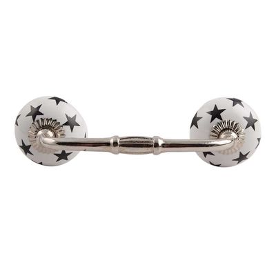 Indian-Shelf 1 Pack Black Kitchen Cabinet Handles for Drawer Pulls Door Dresser Silver Hardware 6'' Hole to Hole Online