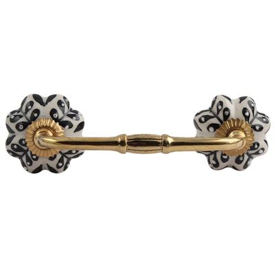 Indian-Shelf 1 Pack Cream Unique Drawer Handles Decorative Cabinet Pulls Gold Hardware 6'' Hole to Hole -BH-65 (CK-1335)
