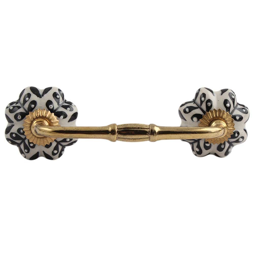 Indian-Shelf 1 Pack Cream Unique Drawer Handles Decorative Cabinet Pulls Gold Hardware 6'' Hole to Hole -BH-65 (CK-1335)