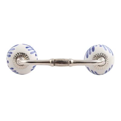 Indian-Shelf 1 Pack Blue Kitchen Cabinet Handles for Drawer Pulls Door Dresser Silver Hardware 6'' Hole to Hole -BH-97-CK-76