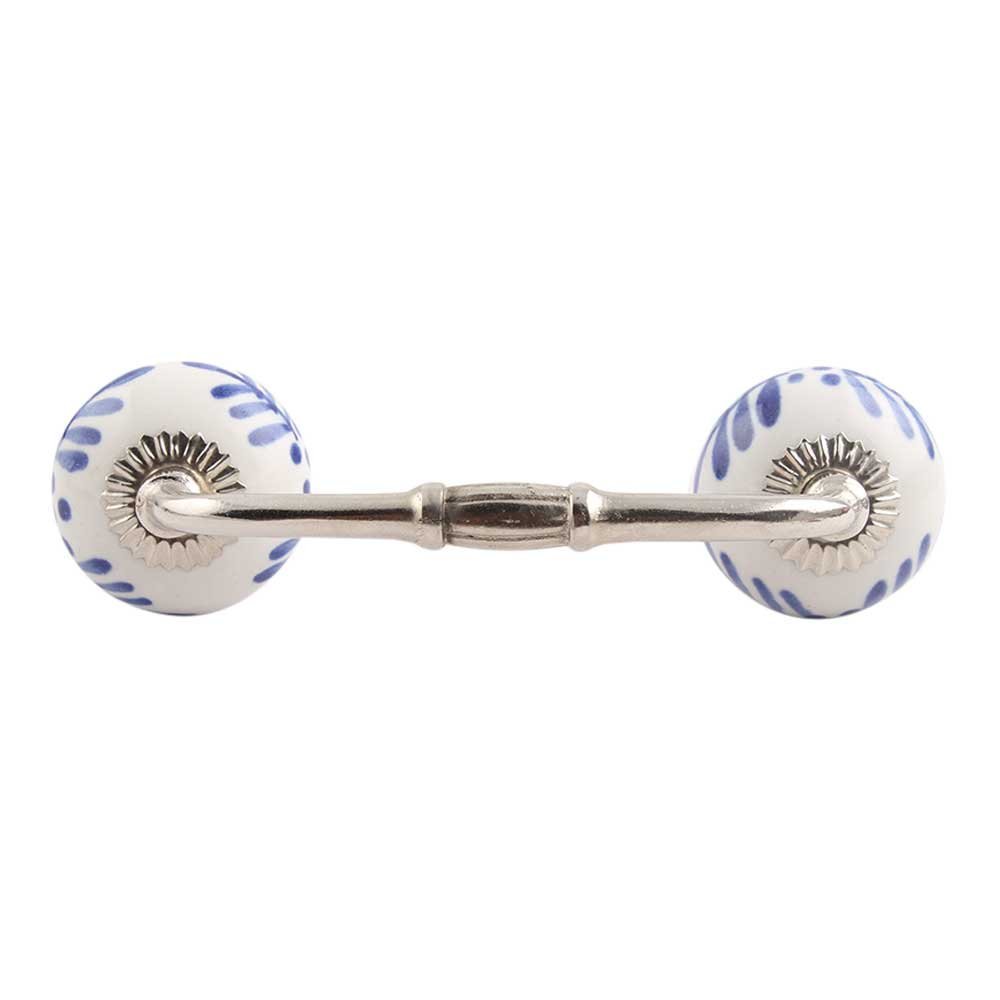 Indian-Shelf 1 Pack Blue Kitchen Cabinet Handles for Drawer Pulls Door Dresser Silver Hardware 6'' Hole to Hole -BH-97-CK-76