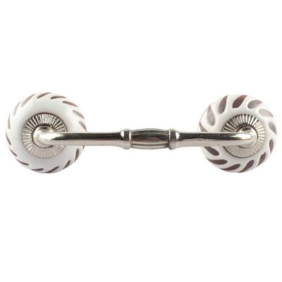 Indian-Shelf 1 Pack White Kitchen Cabinet Handles for Drawer Pulls Door Dresser Silver Hardware 6'' Hole to Hole -BH-551-CK-1573