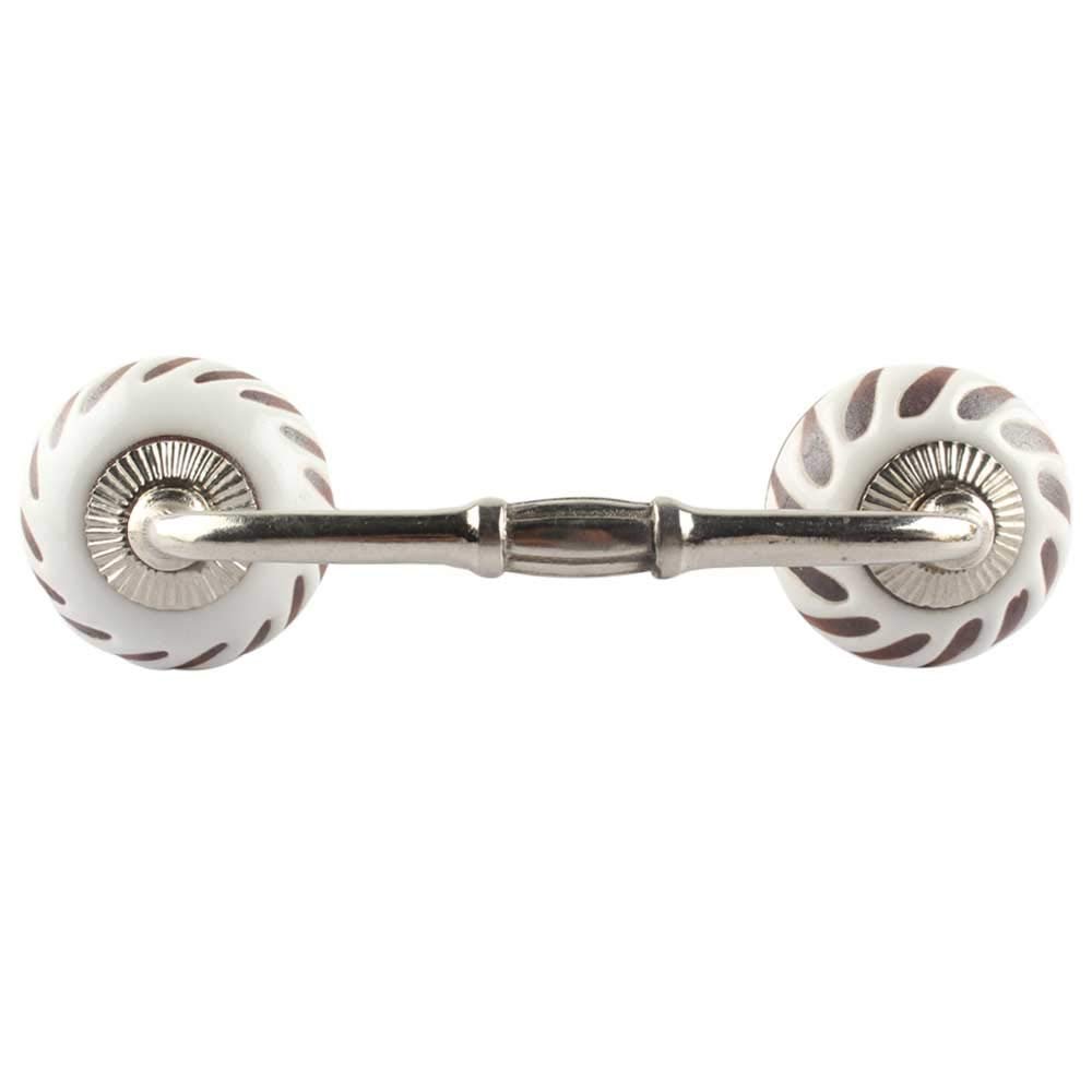 Indian-Shelf 1 Pack White Kitchen Cabinet Handles for Drawer Pulls Door Dresser Silver Hardware 6'' Hole to Hole -BH-551-CK-1573
