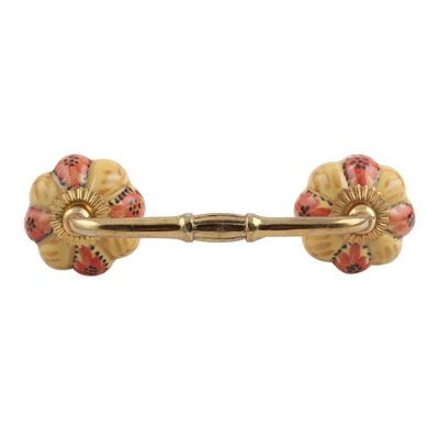 Indian-Shelf 1 Pack Red Unique Drawer Handles Decorative Cabinet Pulls Gold Hardware 6'' Hole to Hole -BH-132-MCK-25